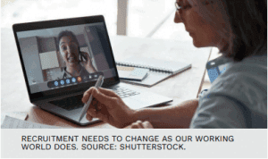 Company employee interviewing a Candidate on laptop