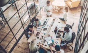 Company staff discussing Retention